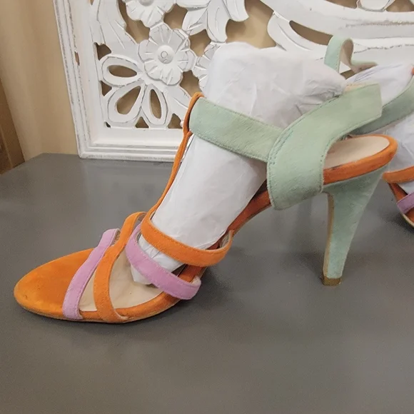 Sacha London Orange and Purple Strappy Sandals - Picture 4 of 8
